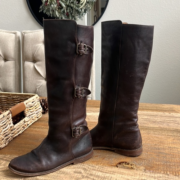 Frye Paige Tall Buckle Brow Leather Moro Boot size 6 - Picture 10 of 16